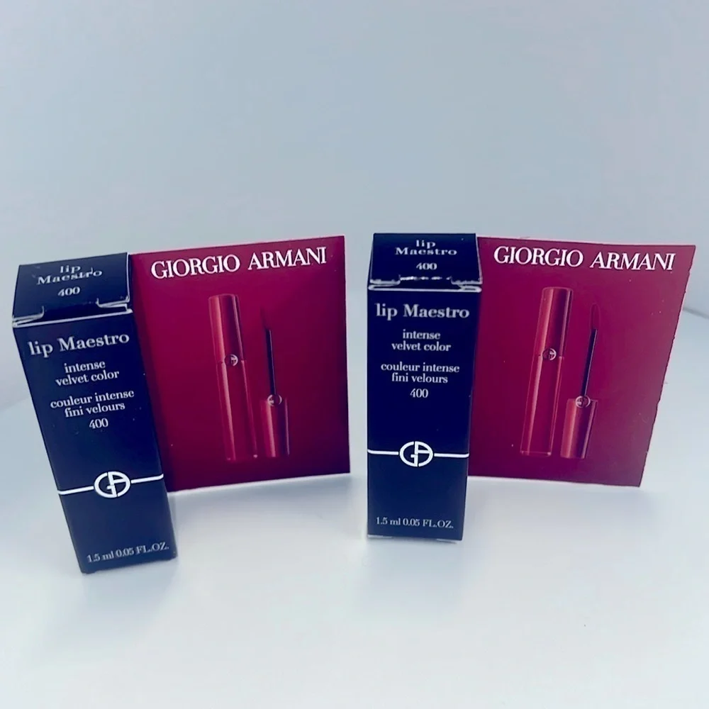 Giorgio Armani Set of 2 Lip Maestro 400 Intense Velvet Color Mini Lip Color New